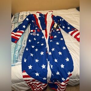 Tipsy Elves Red White and Blue Snow Suit *****Broken zipper***